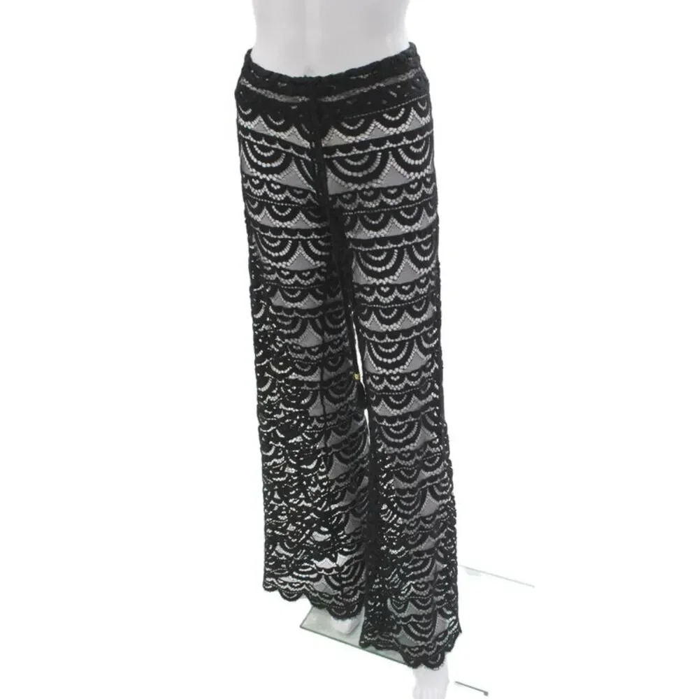 PilyQ Womens Black Geometric Polyamide Beach Cover Up Size M